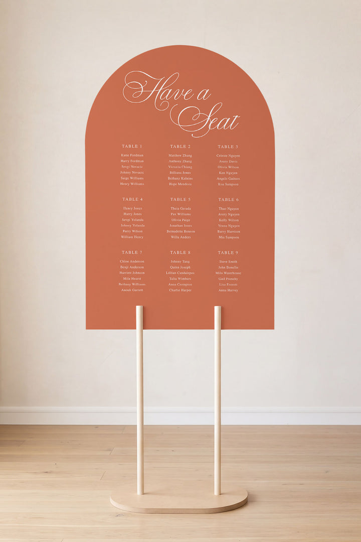 Tuscan Clay arch wedding seating chart sign #color_Tuscan Clay