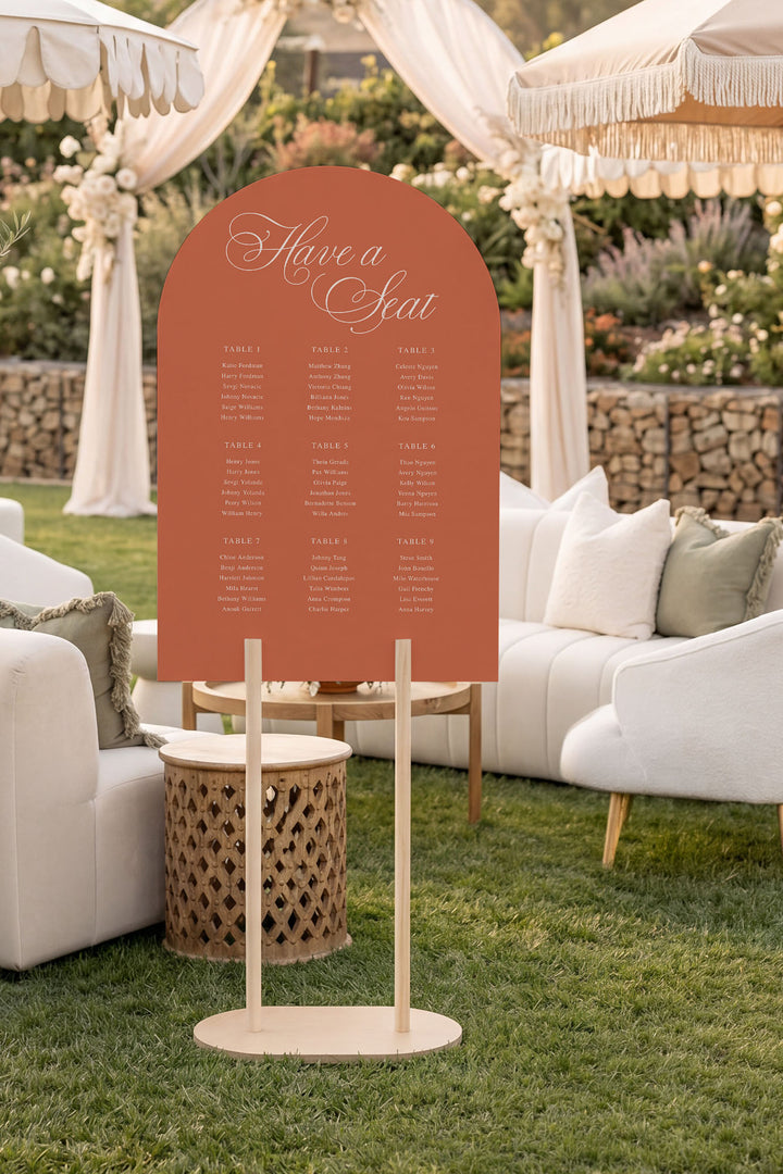 Tuscan Clay arch wedding seating chart sign #color_Tuscan Clay