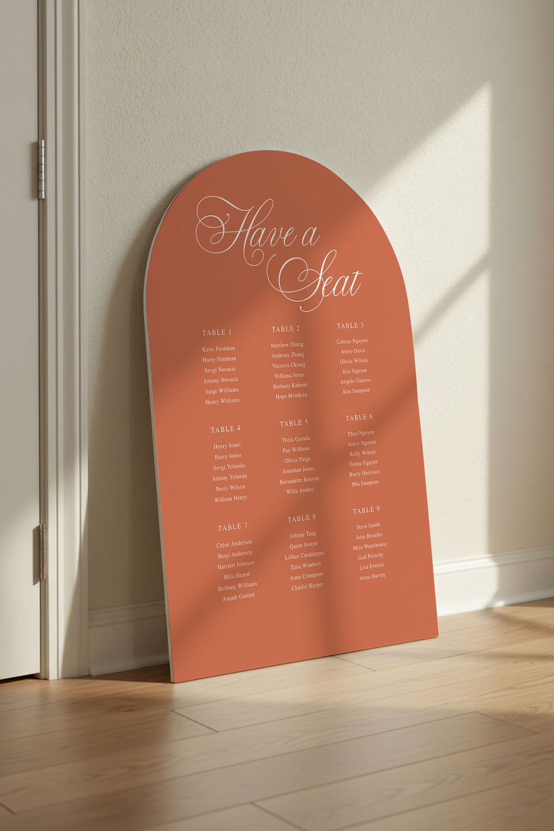 Tuscan Clay arch wedding seating chart sign #color_Tuscan Clay