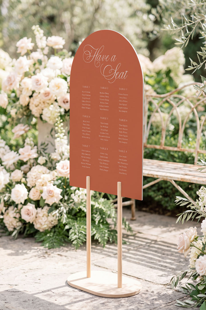 Tuscan Clay arch wedding seating chart sign #color_Tuscan Clay