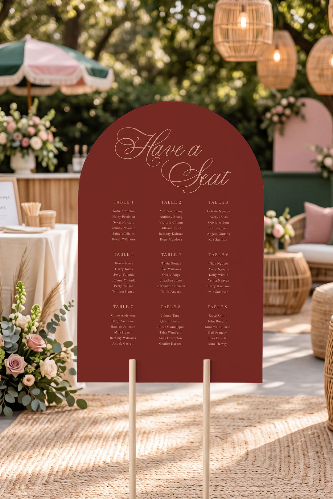 Tuscan Rose arch wedding seating chart sign #color_Tuscan Rose