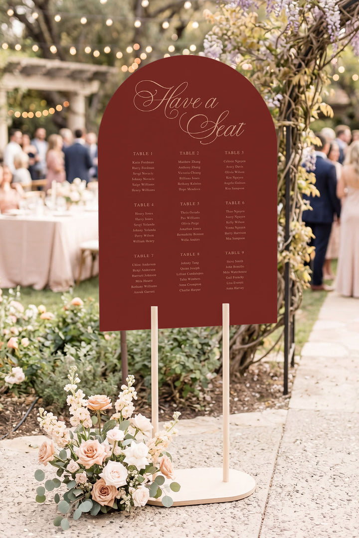 Tuscan Rose arch wedding seating chart sign #color_Tuscan Rose