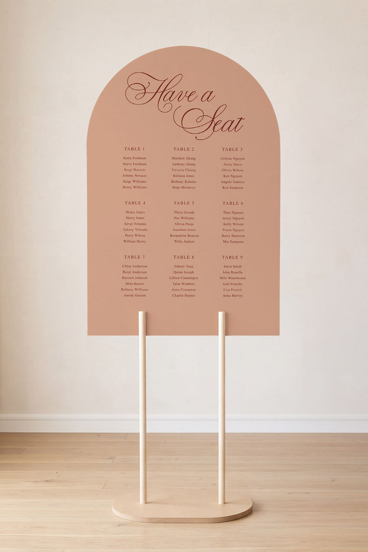 Tuscan Sand arch wedding seating chart sign #color_Tuscan Sand