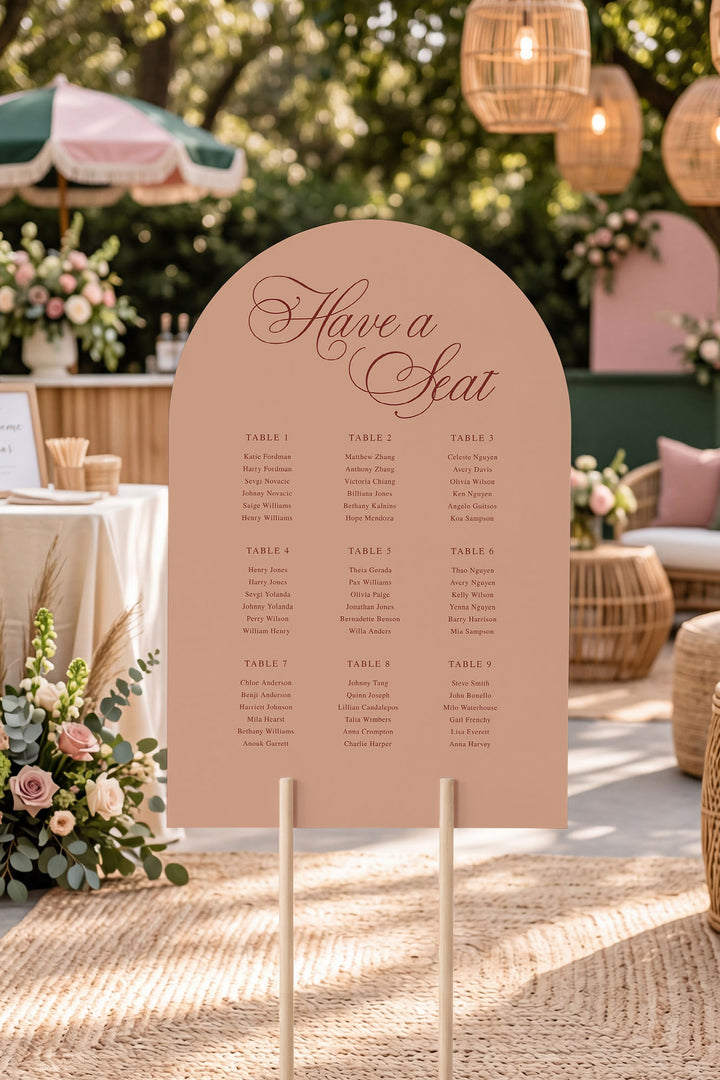 Tuscan Sand arch wedding seating chart sign #color_Tuscan Sand