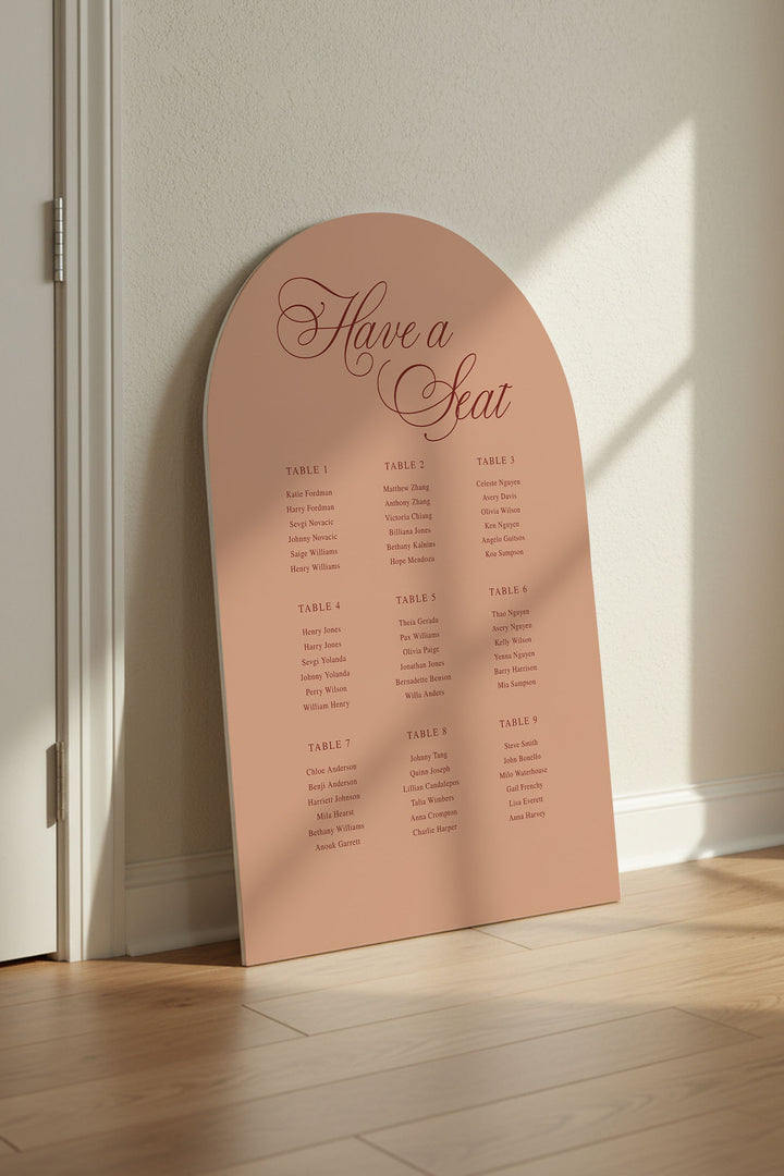 Tuscan Sand arch wedding seating chart sign #color_Tuscan Sand