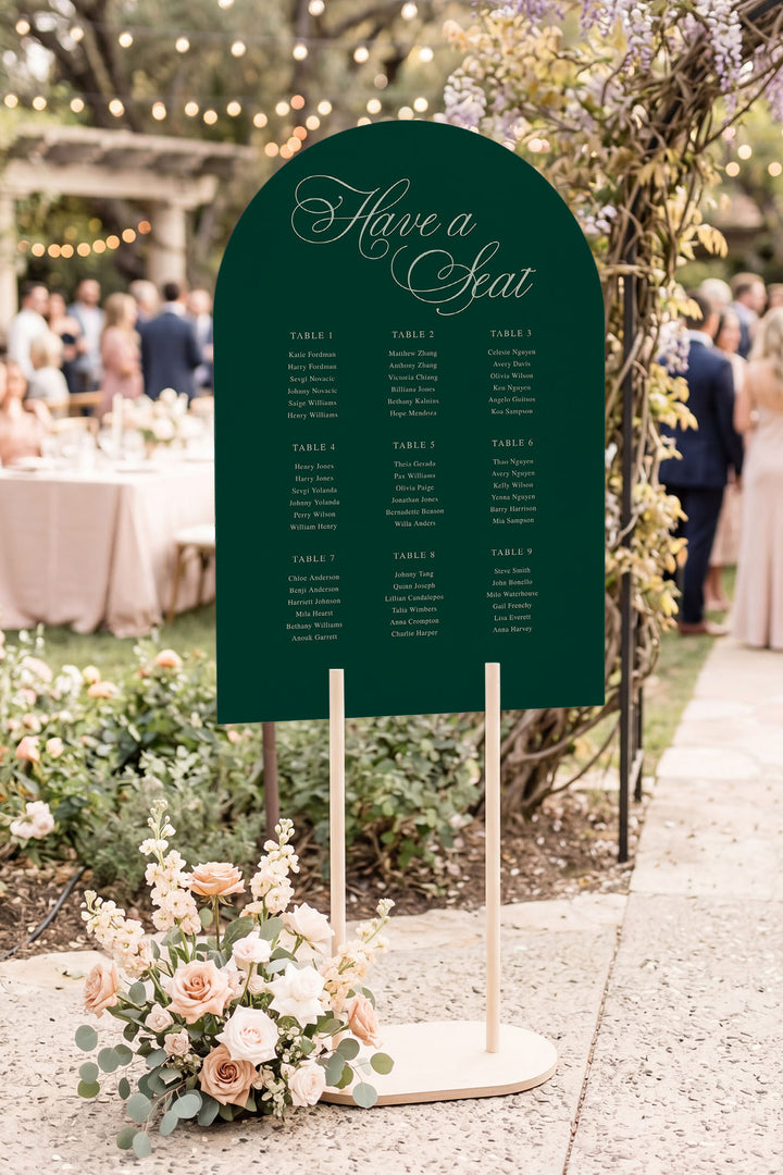 Emerald arch wedding seating chart sign #color_Emerald