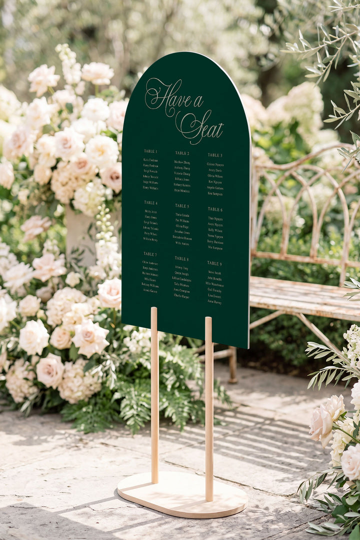 Emerald arch wedding seating chart sign #color_Emerald