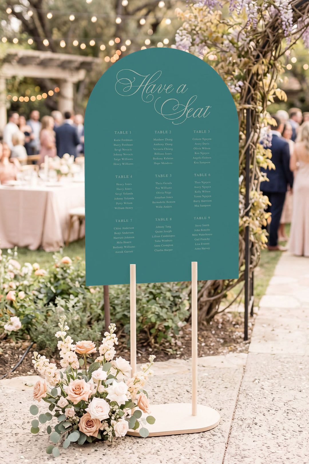 Eucalyptus arch wedding seating chart sign #color_Eucalyptus