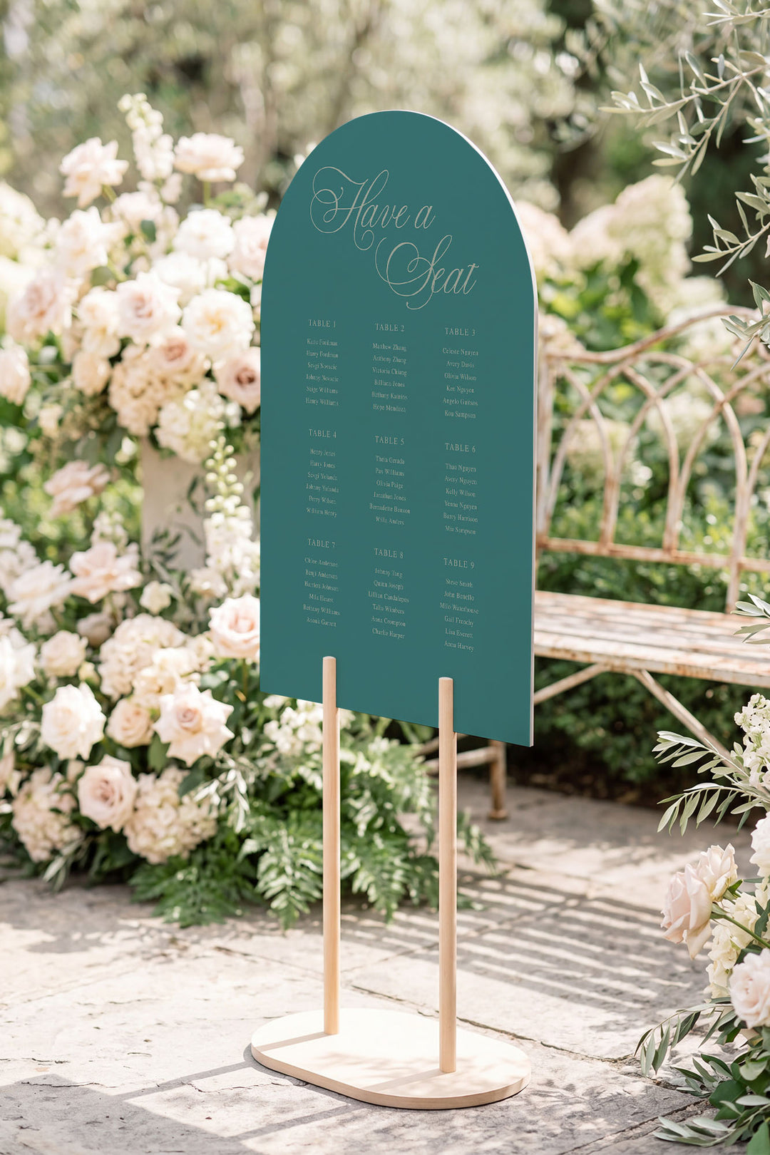 Eucalyptus arch wedding seating chart sign #color_Eucalyptus