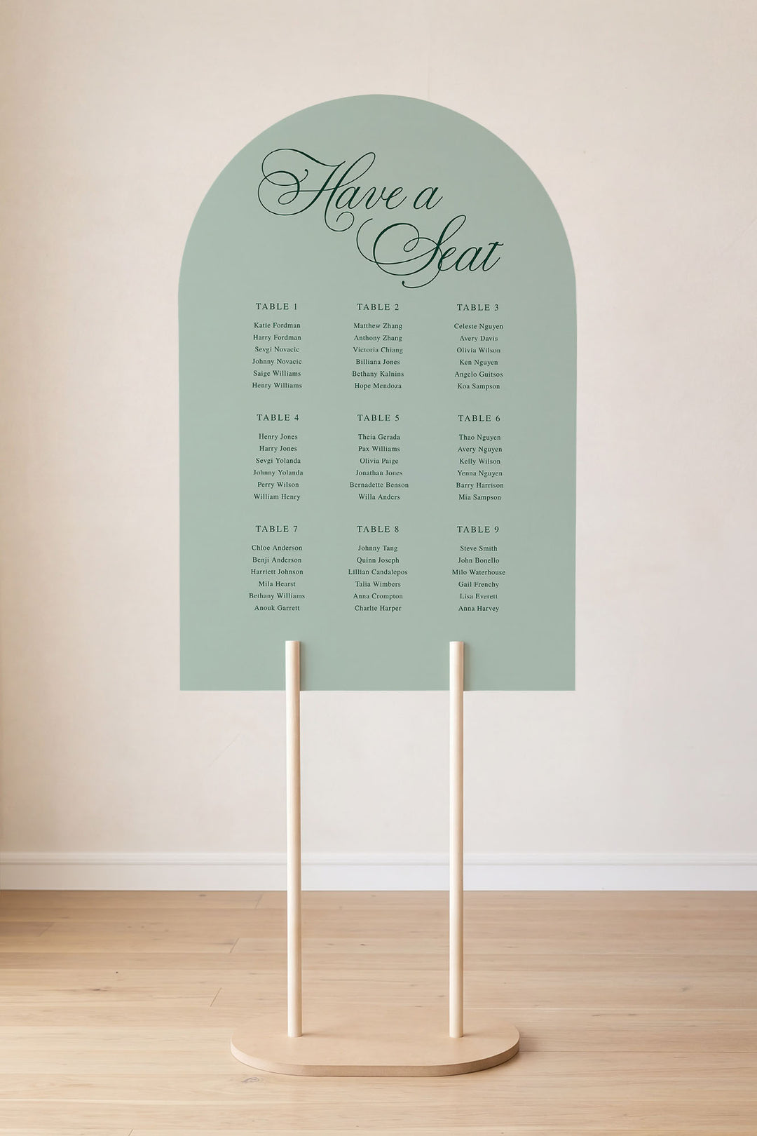 Sage arch wedding seating chart sign #color_Sage