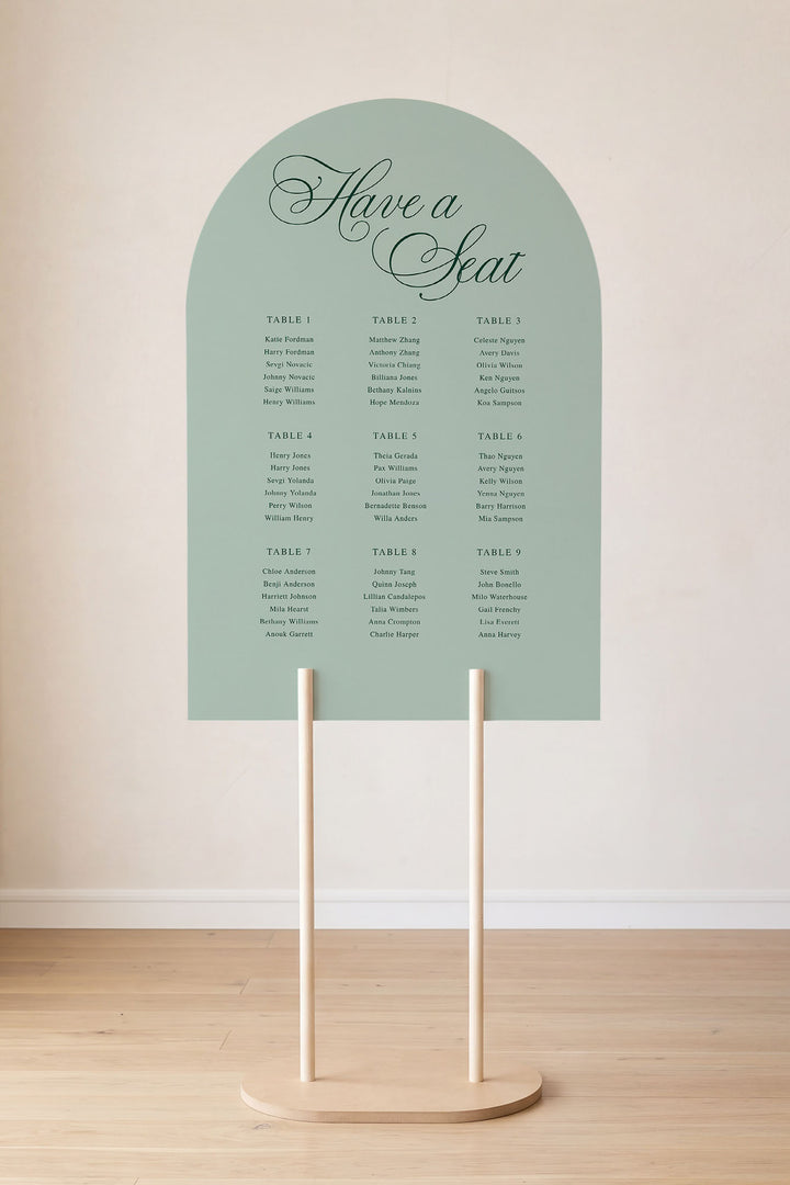 Sage arch wedding seating chart sign #color_Sage