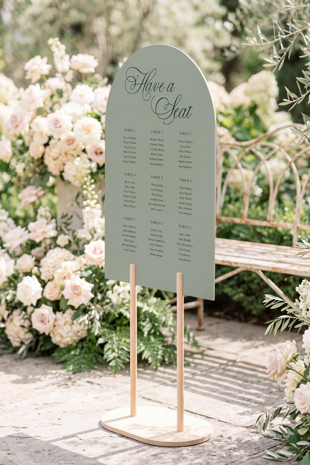 Sage arch wedding seating chart sign #color_Sage