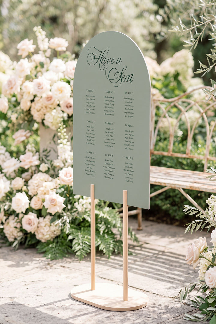 Sage arch wedding seating chart sign #color_Sage