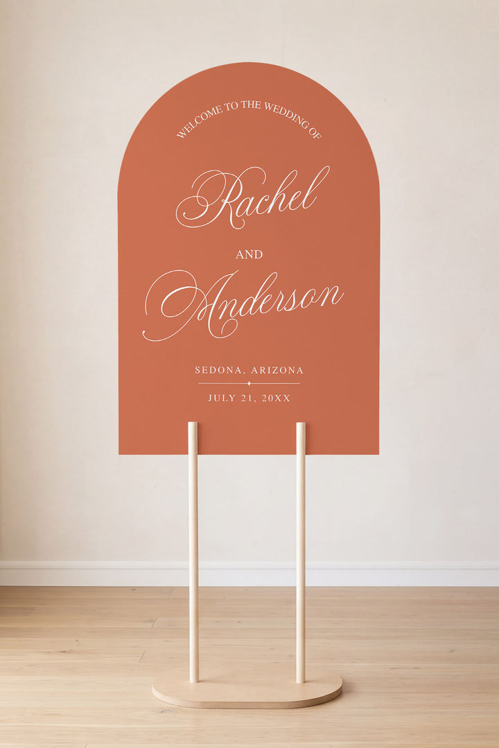 Tuscan Clay arch wedding welcome sign #color_Tuscan Clay