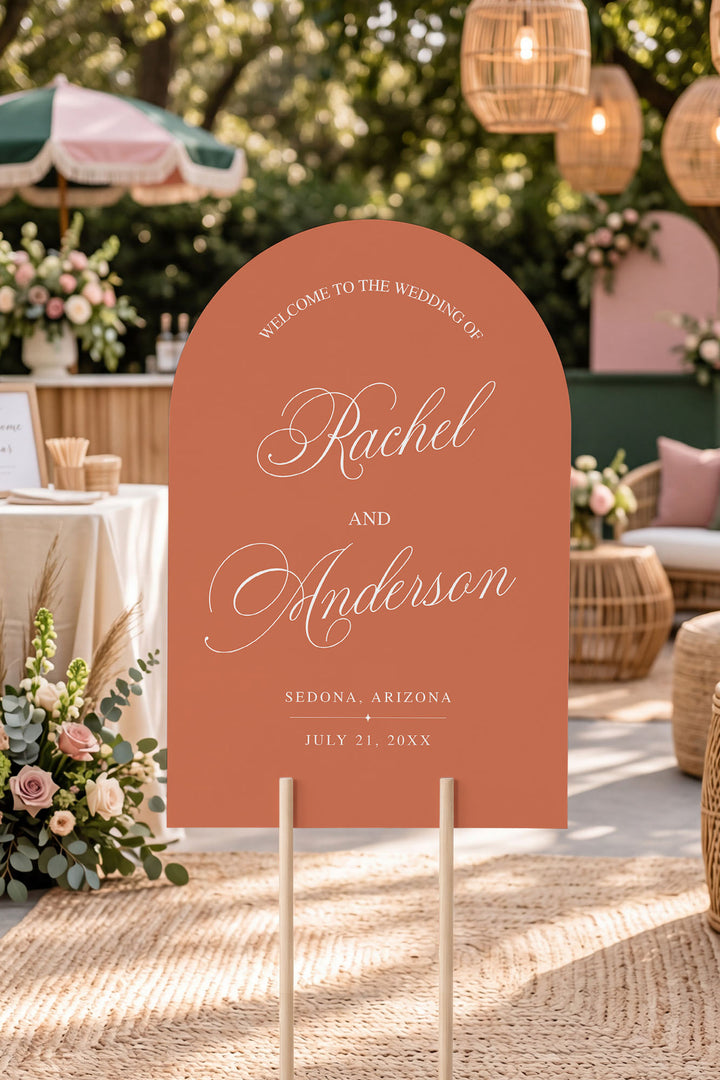 Tuscan Clay arch wedding welcome sign #color_Tuscan Clay