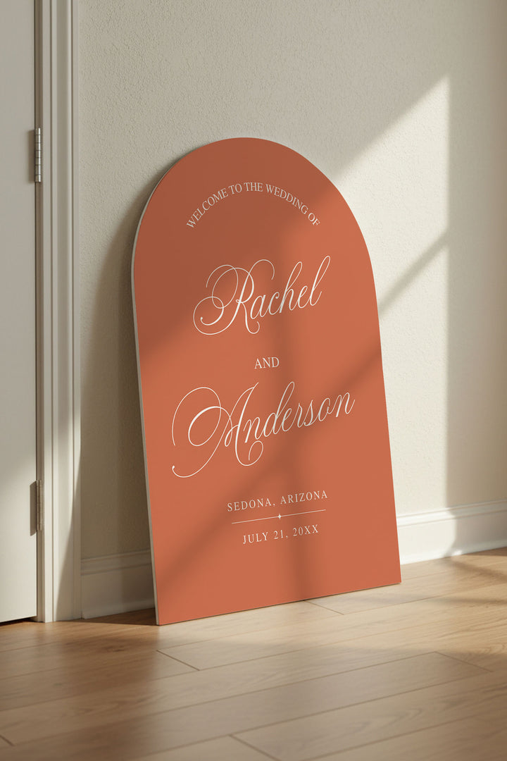 Tuscan Clay arch wedding welcome sign #color_Tuscan Clay