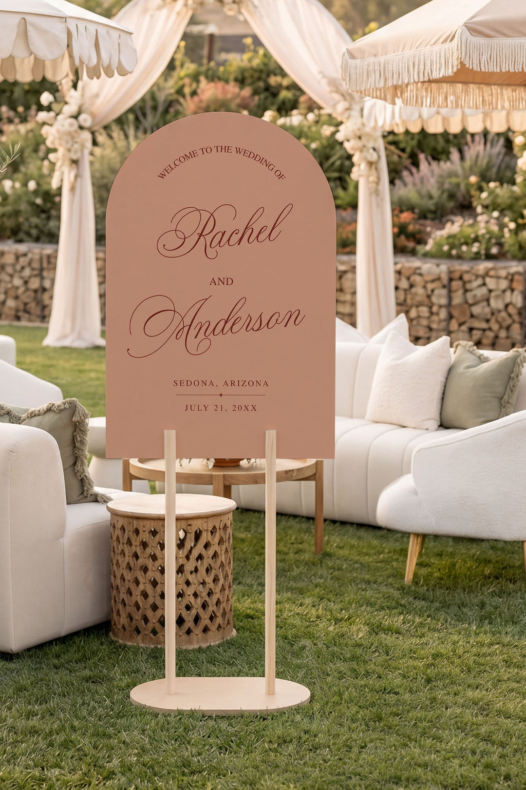 Tuscan Sand arch wedding welcome sign #color_Tuscan Sand