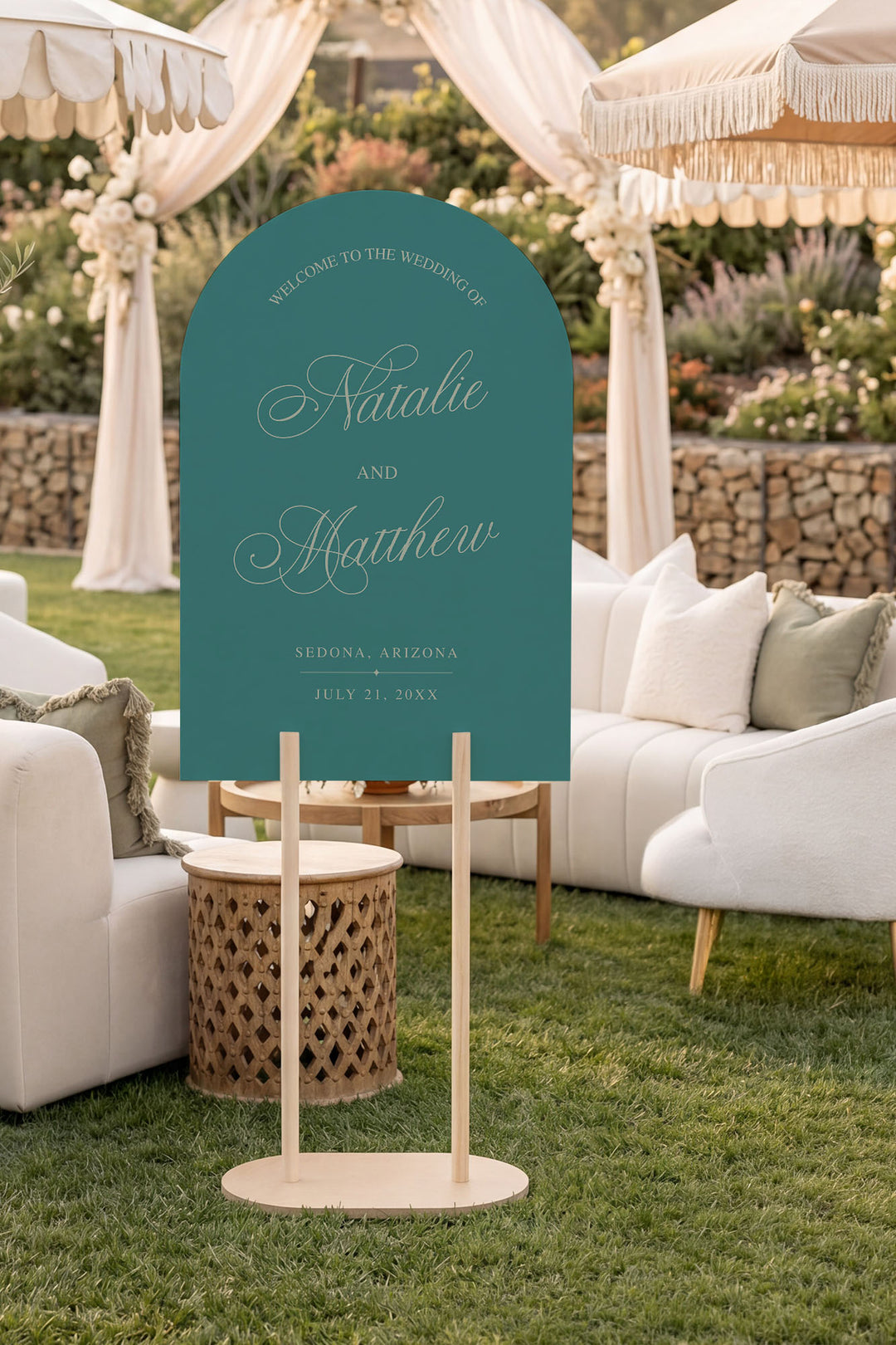 Eucalyptus arch wedding welcome sign #color_Eucalyptus
