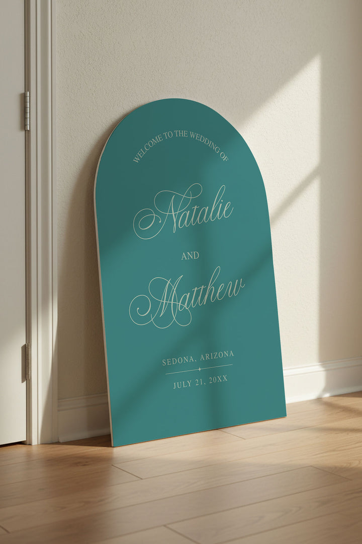 Eucalyptus arch wedding welcome sign #color_Eucalyptus