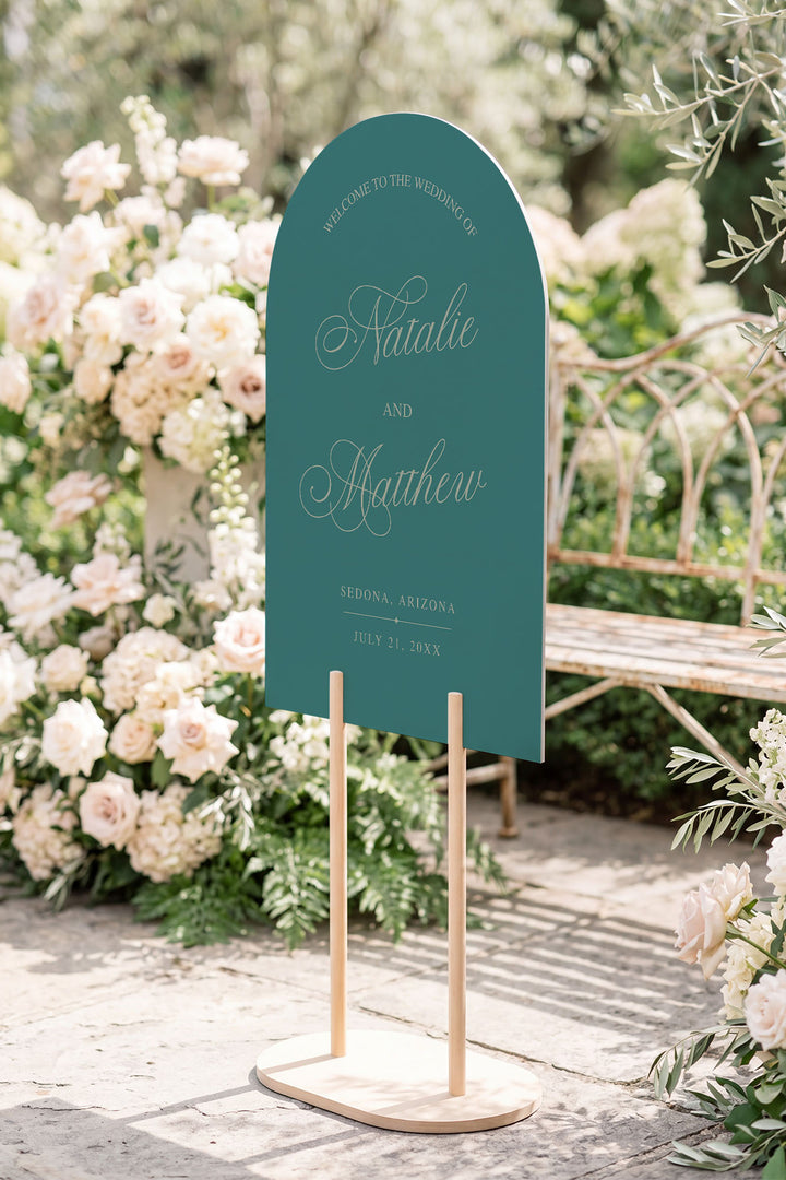Eucalyptus arch wedding welcome sign #color_Eucalyptus