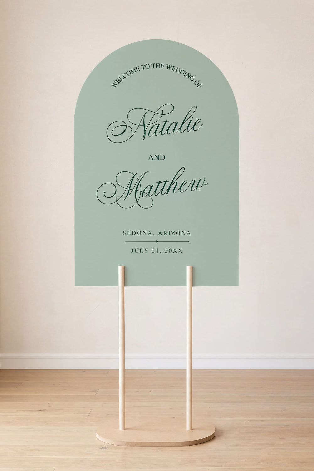 Sage arch wedding welcome sign #color_Sage