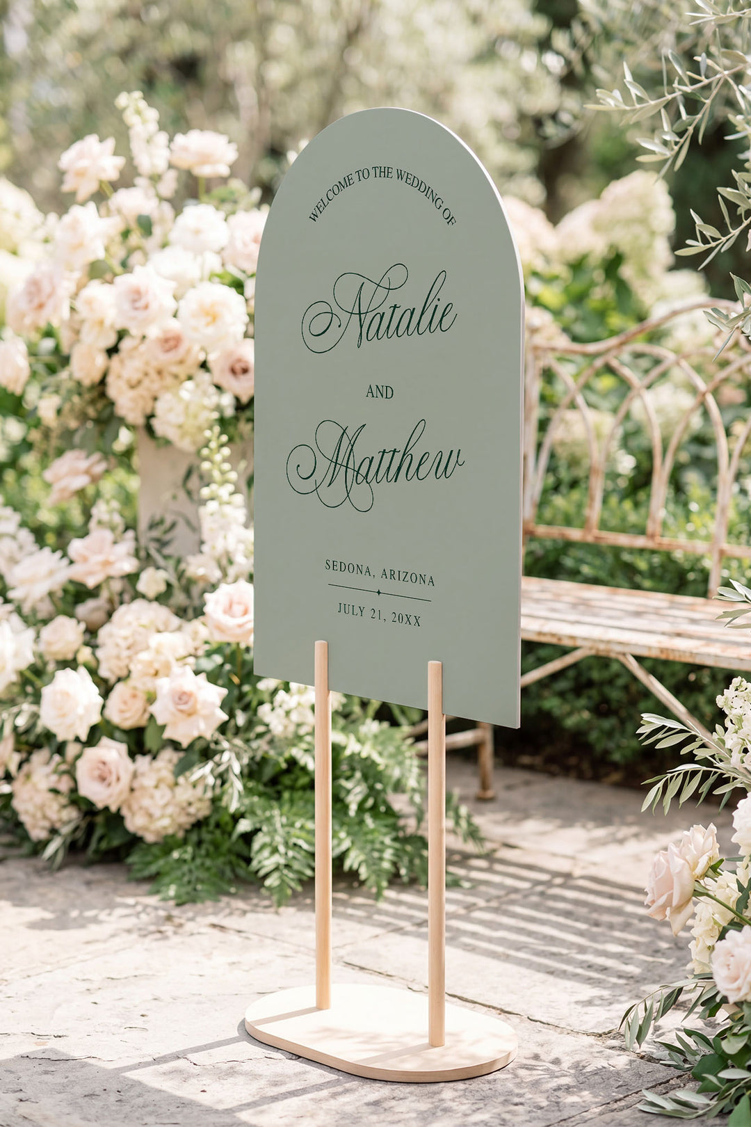 Sage arch wedding welcome sign #color_Sage