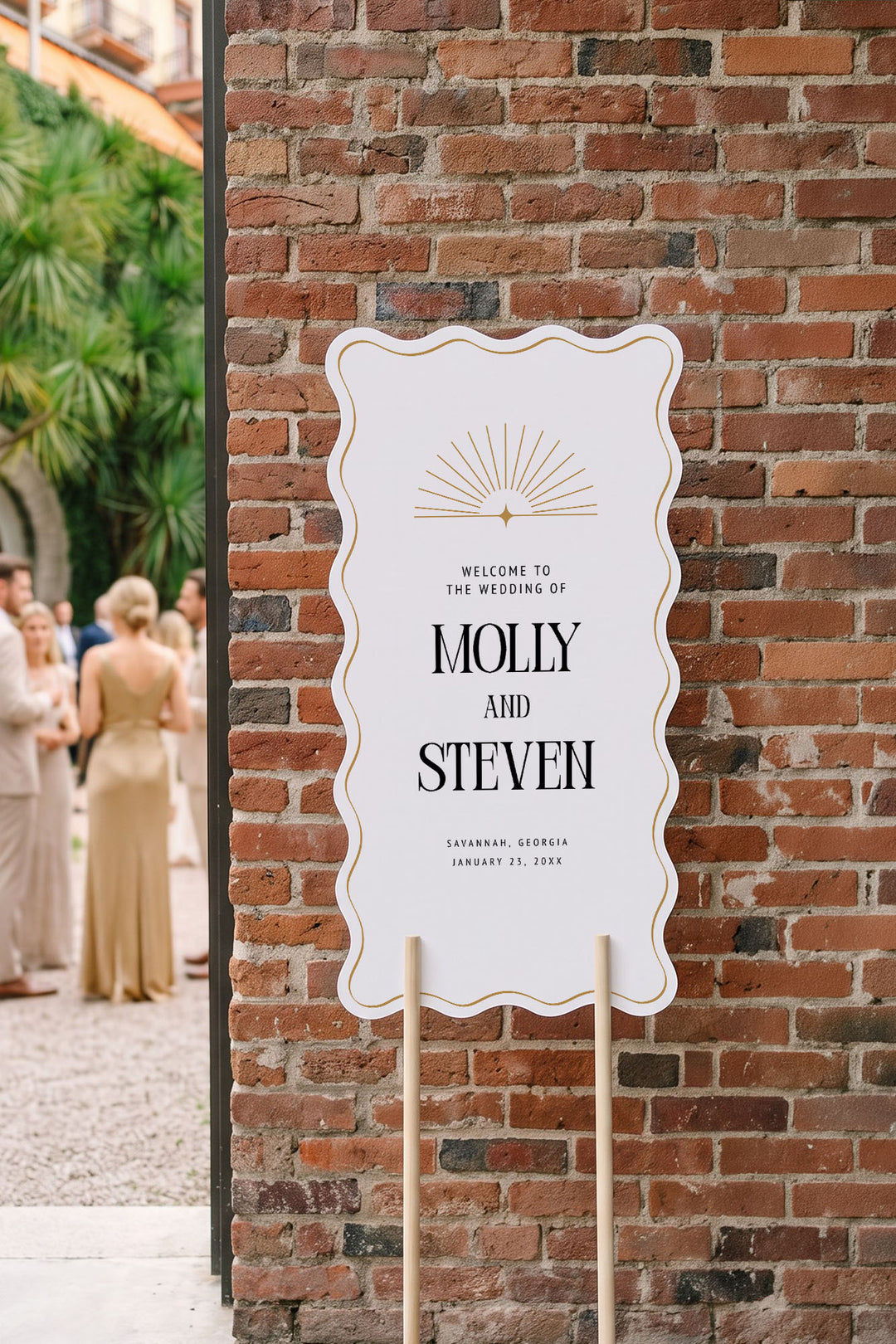 The Gilded wavy wedding welcome sign in White #Color_White