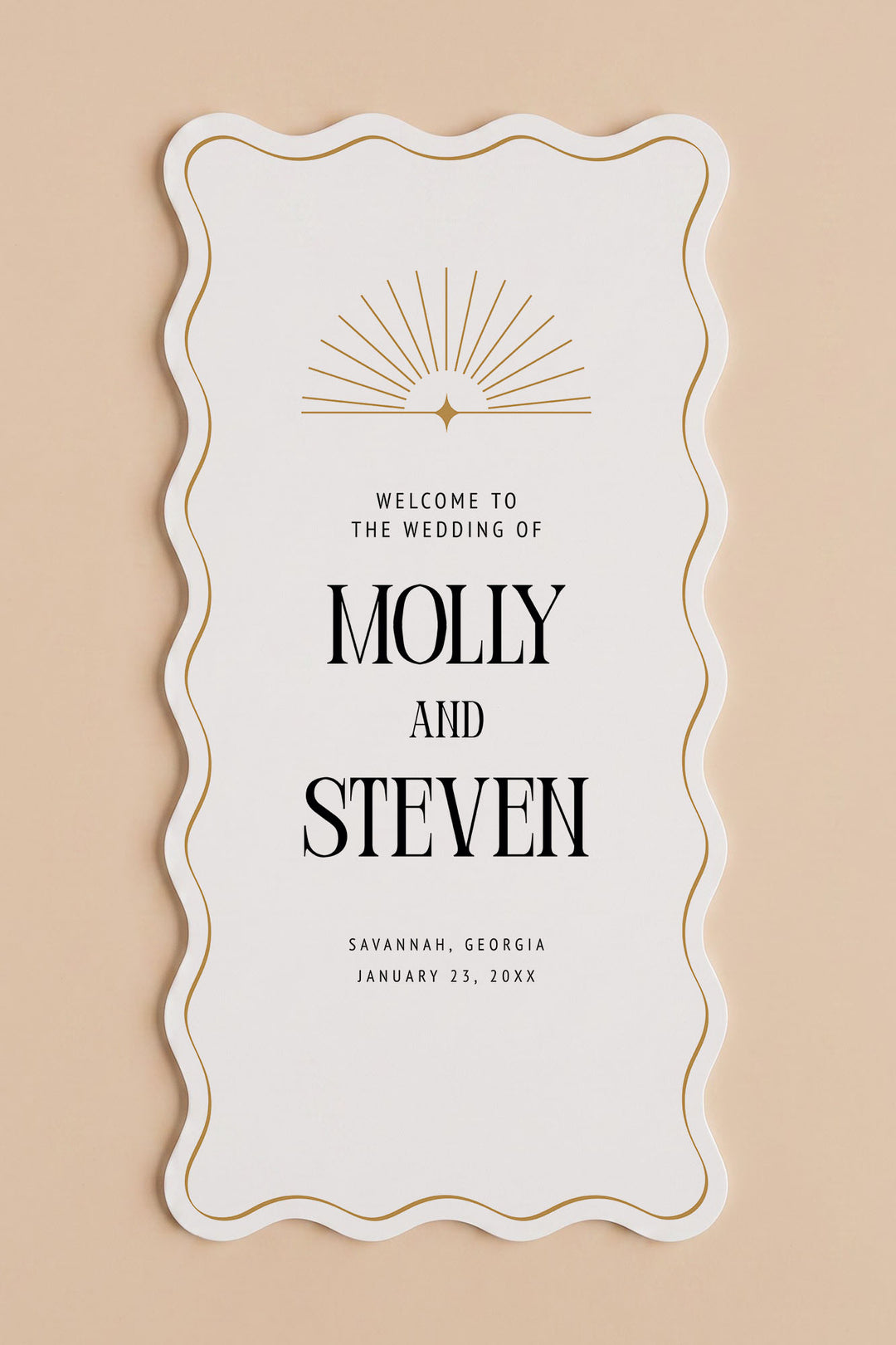 The Gilded wavy wedding welcome sign in White #Color_White