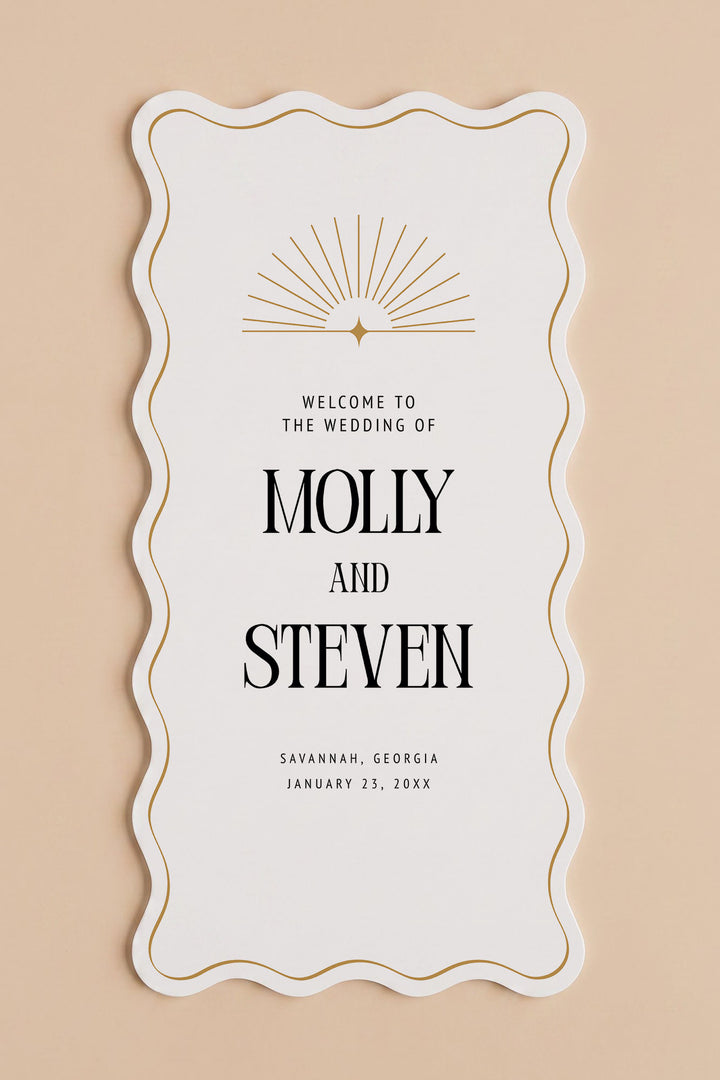The Gilded wavy wedding welcome sign in White #Color_White
