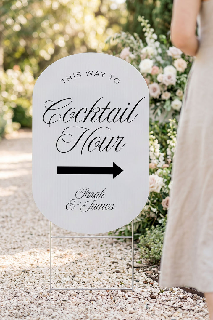 The Soirée Directional This Way To cocktail hour wedding yard sign
