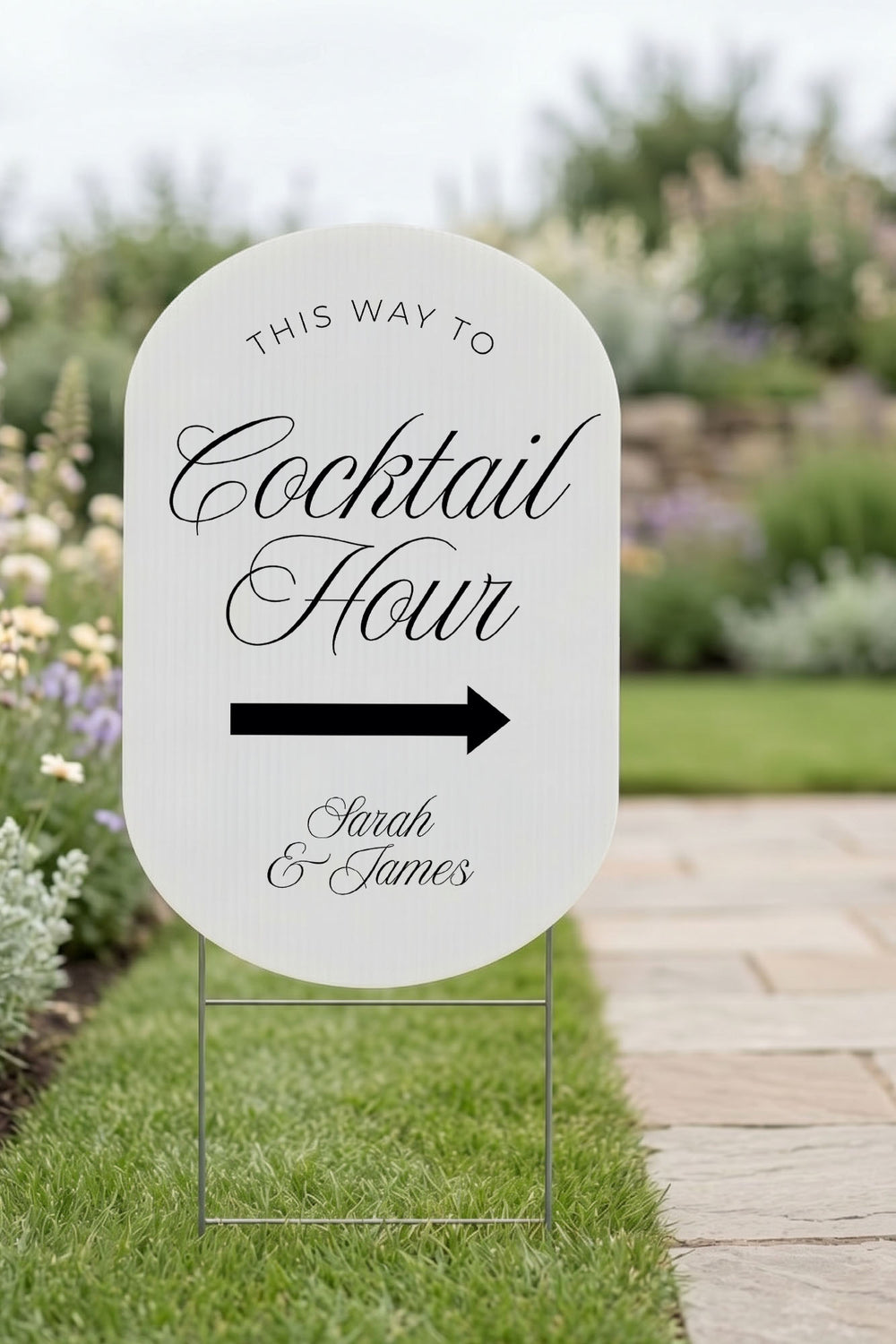 The Soirée Directional This Way To cocktail hour wedding yard sign