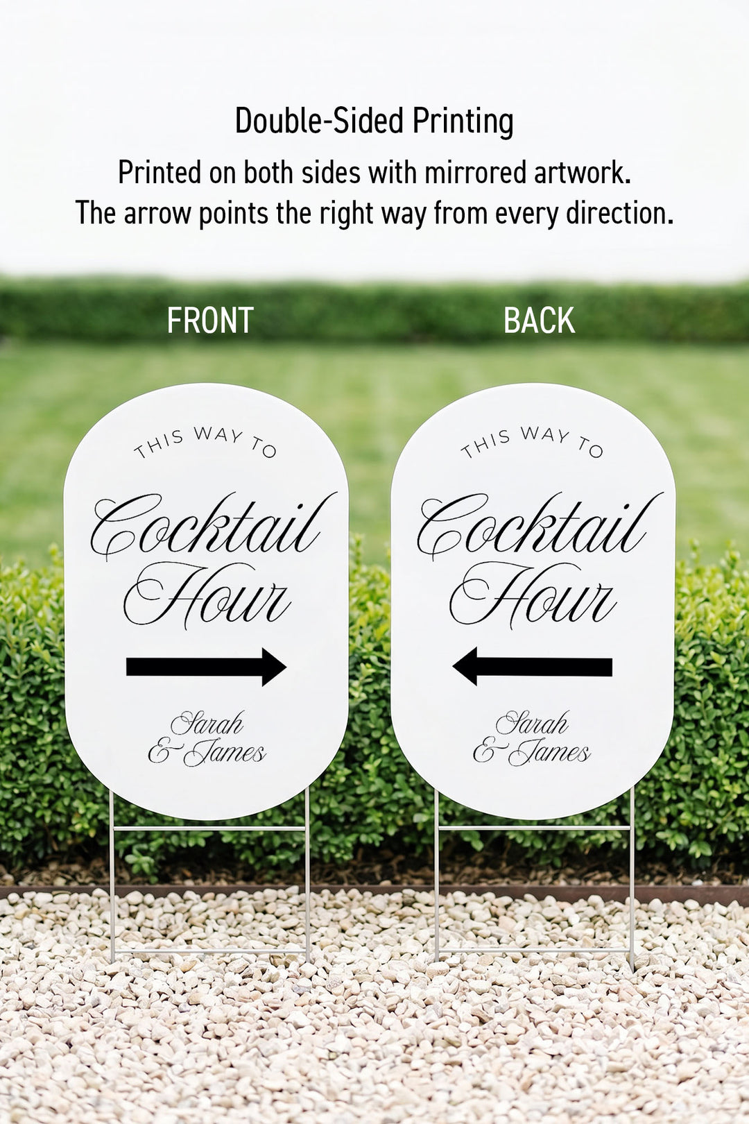 The Soirée Directional This Way To cocktail hour wedding yard sign