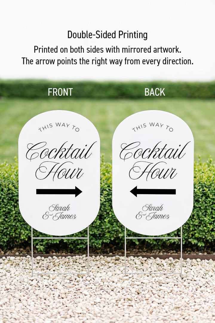 The Soirée Directional This Way To cocktail hour wedding yard sign