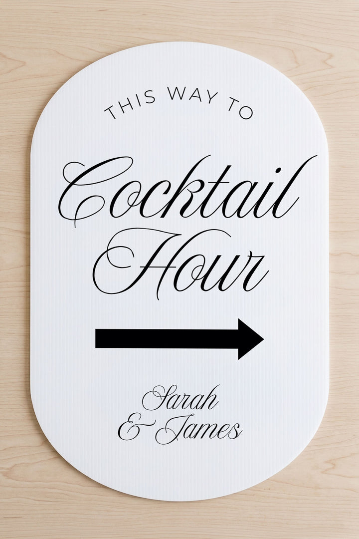 The Soirée Directional This Way To cocktail hour wedding yard sign