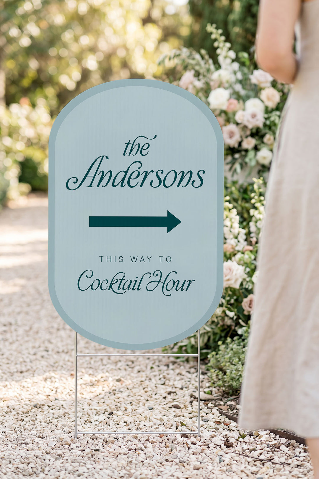 The Amalfi Directional family name wedding yard sign in Ice Cube #Color_Ice Cube