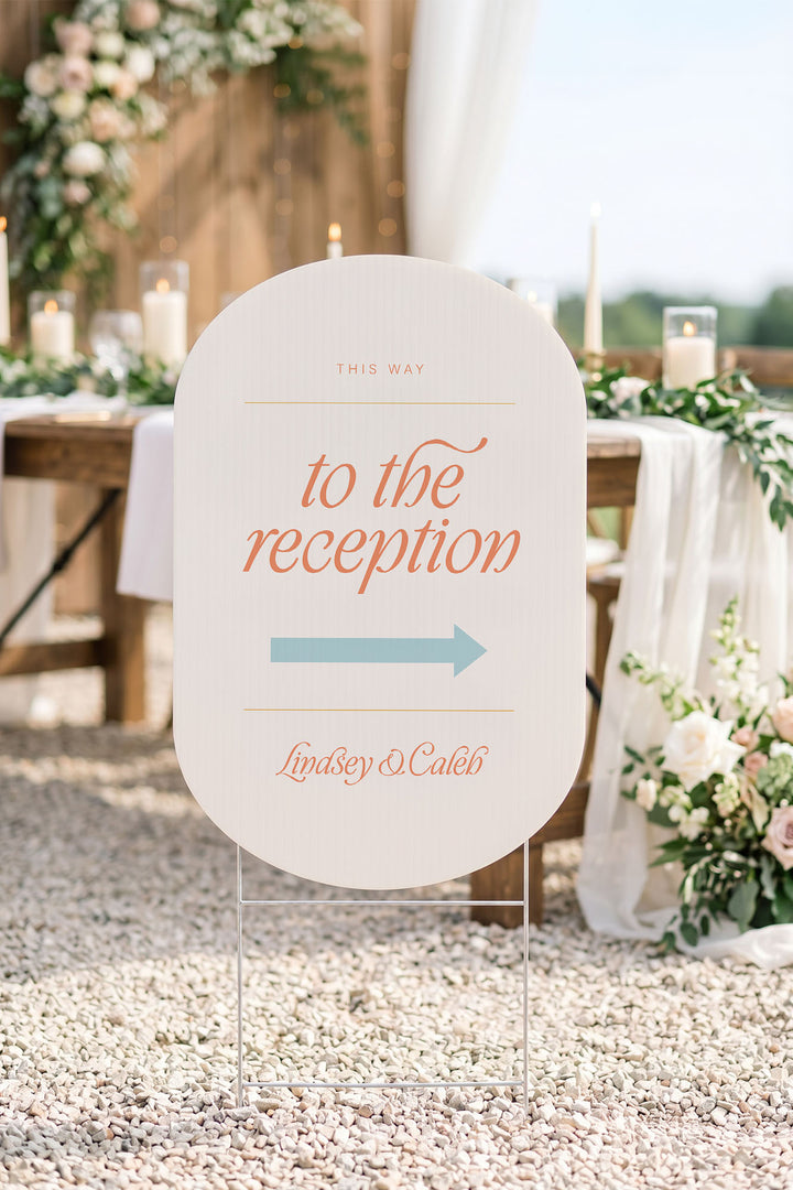The Amalfi Directional this way to wedding yard sign in Sandy Beach #Color_Sandy Beach