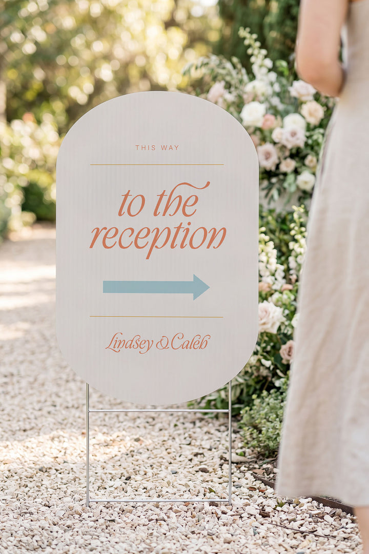 The Amalfi Directional this way to wedding yard sign in Sandy Beach #Color_Sandy Beach