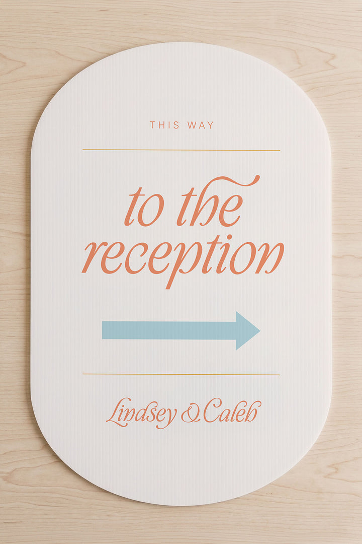 The Amalfi Directional this way to wedding yard sign in Sandy Beach #Color_Sandy Beach