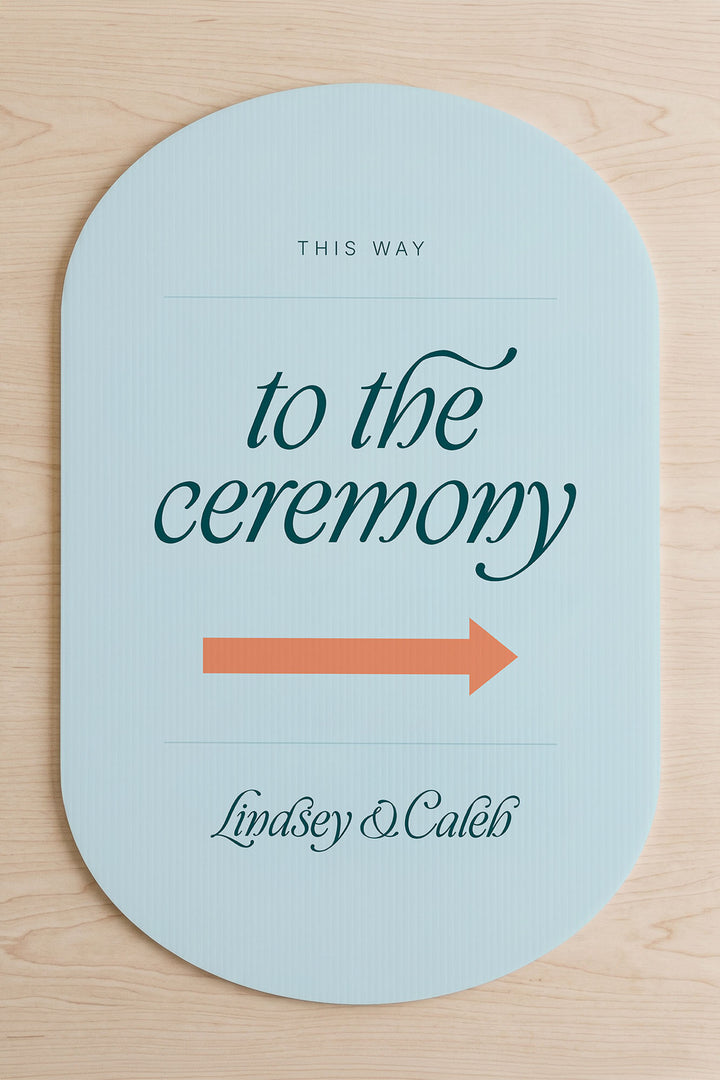 The Amalfi Directional this way to wedding yard sign in Ice Cube #Color_Ice Cube