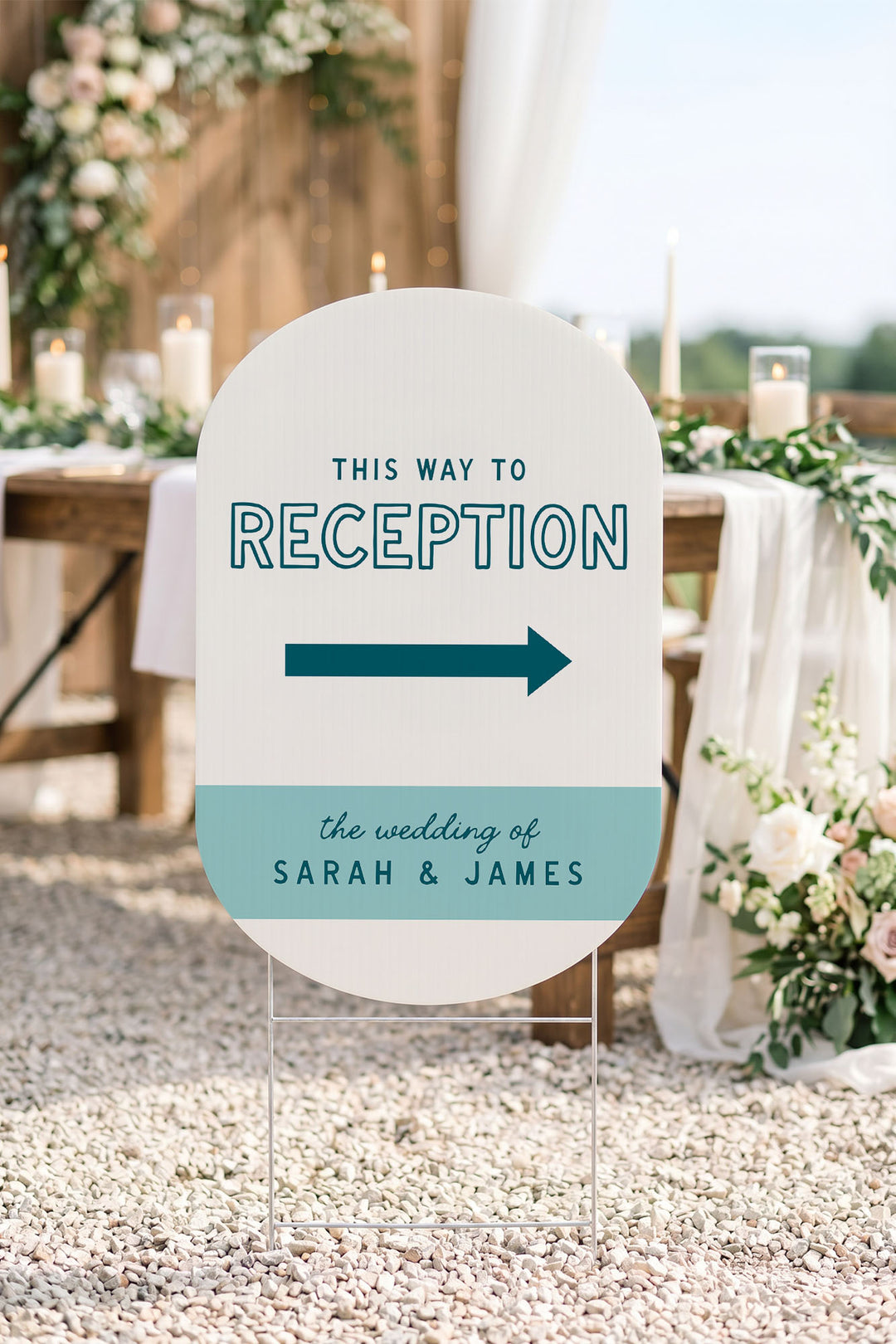 The Cabana Directional this way to wedding yard sign in Deep End #Color_Deep End