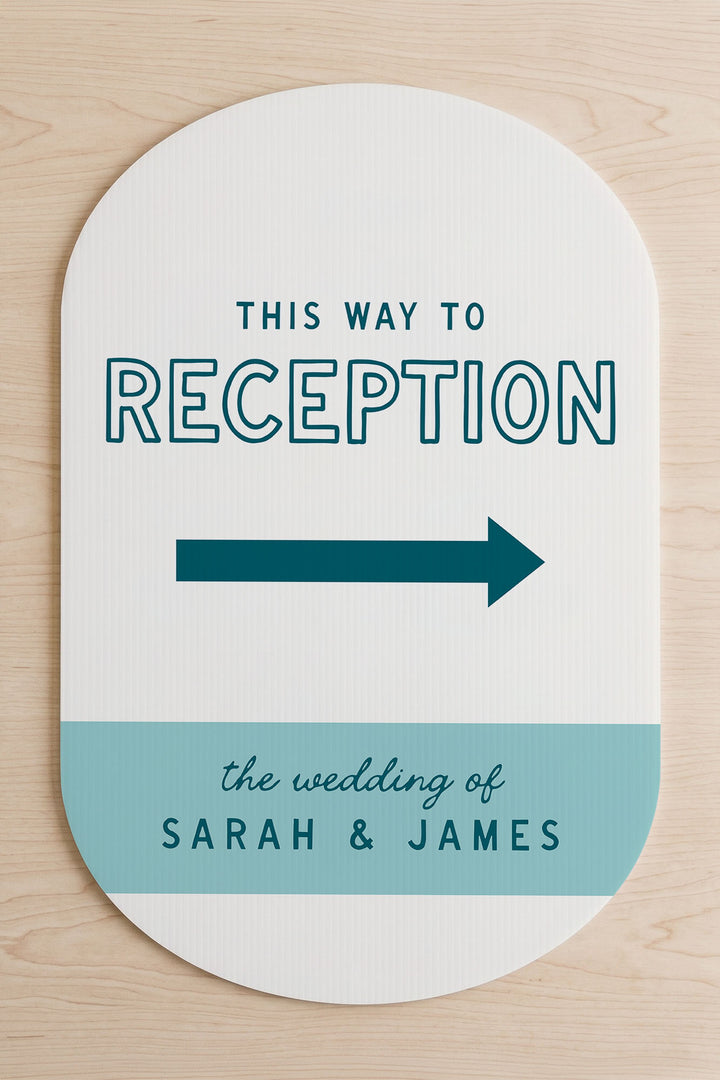 The Cabana Directional this way to wedding yard sign in Deep End #Color_Deep End