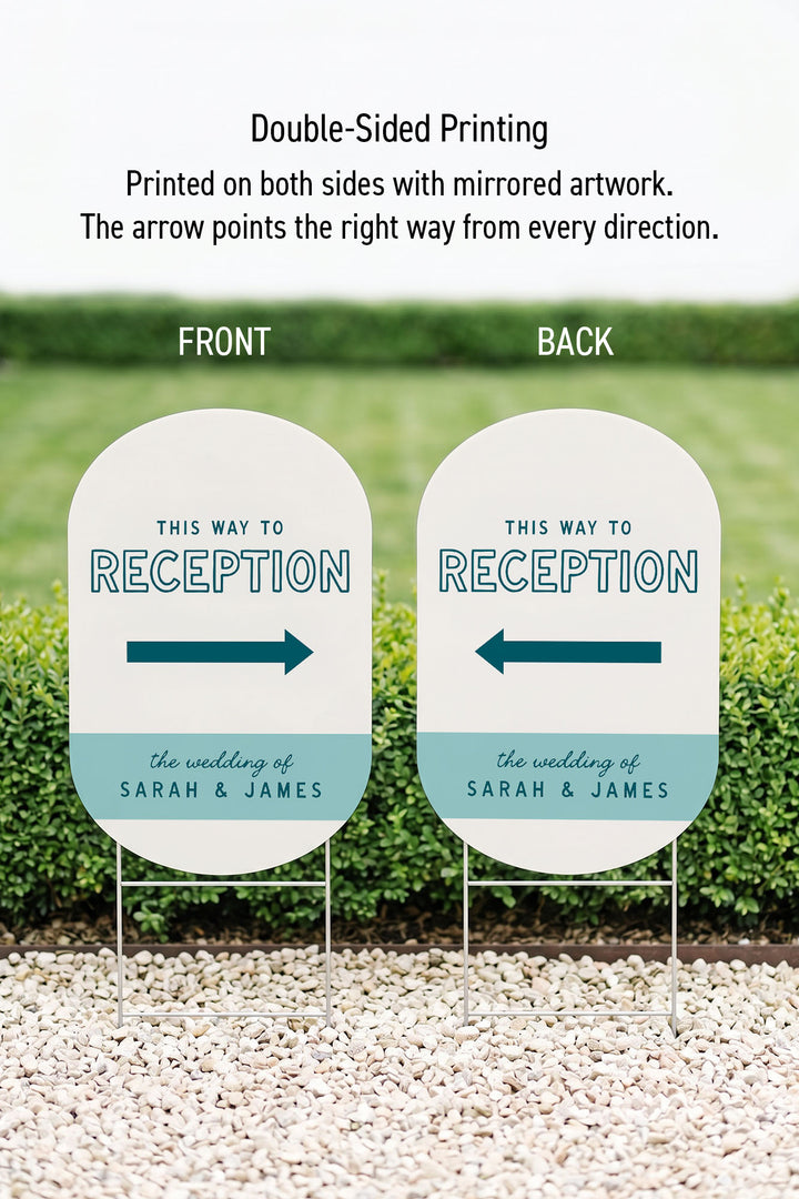 The Cabana Directional this way to wedding yard sign in Deep End #Color_Deep End