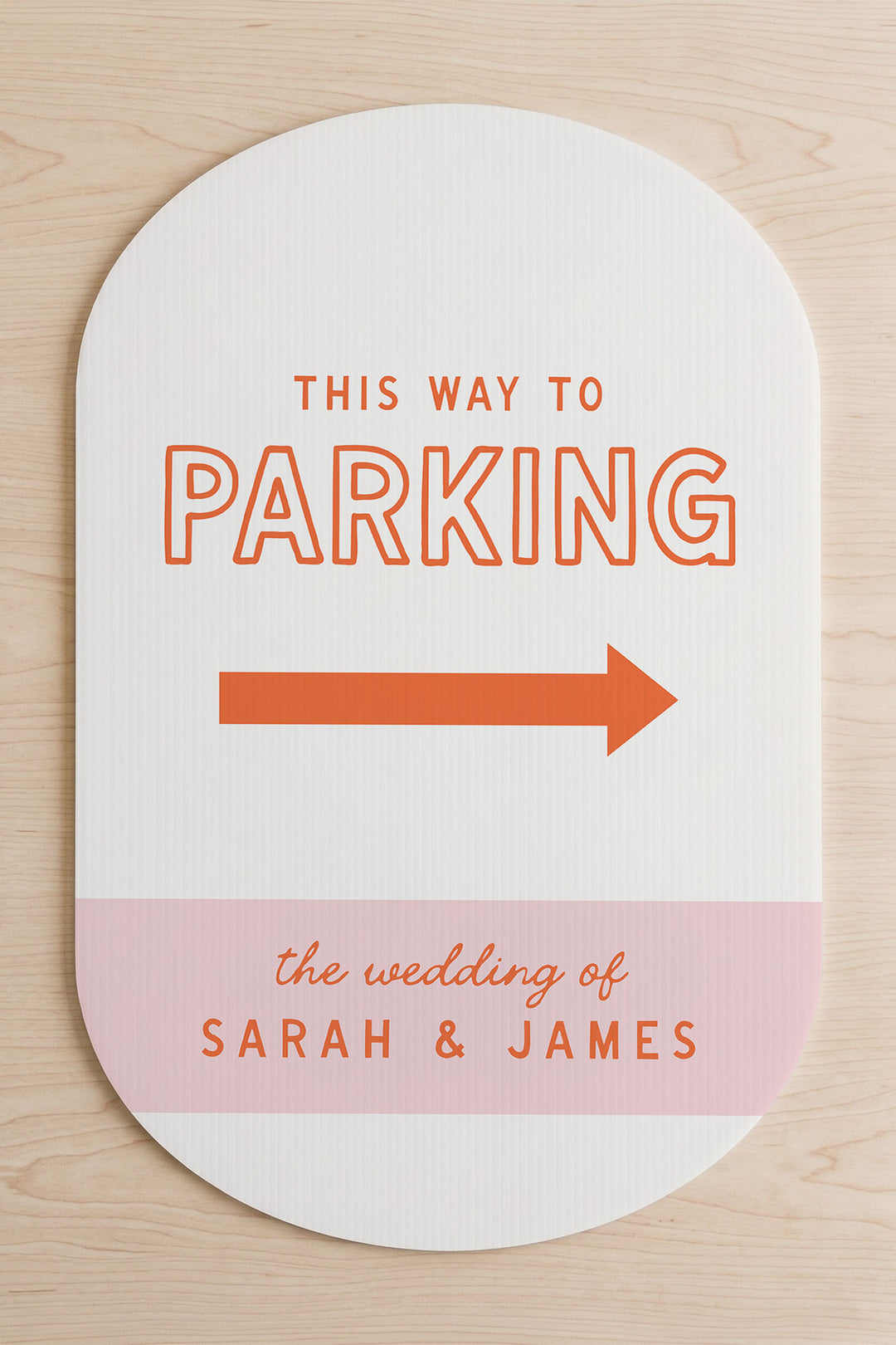 The Cabana Directional this way to wedding yard sign in Tangerine #Color_Tangerine