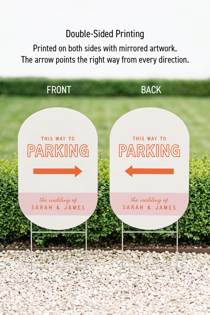 The Cabana Directional this way to wedding yard sign in Tangerine #Color_Tangerine