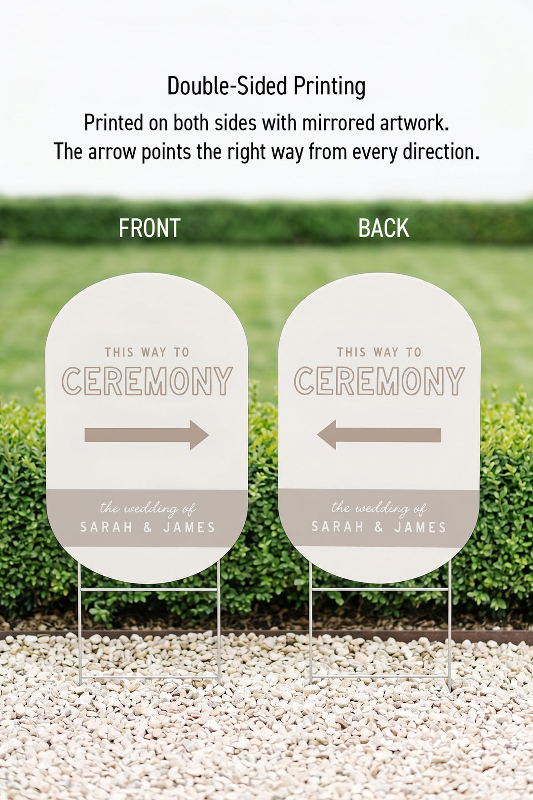 The Cabana Directional this way to wedding yard sign in Teak #Color_Teak