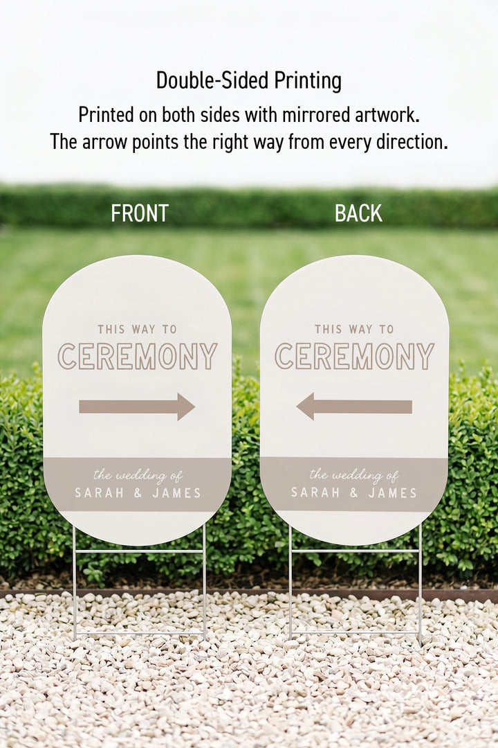 The Cabana Directional this way to wedding yard sign in Teak #Color_Teak