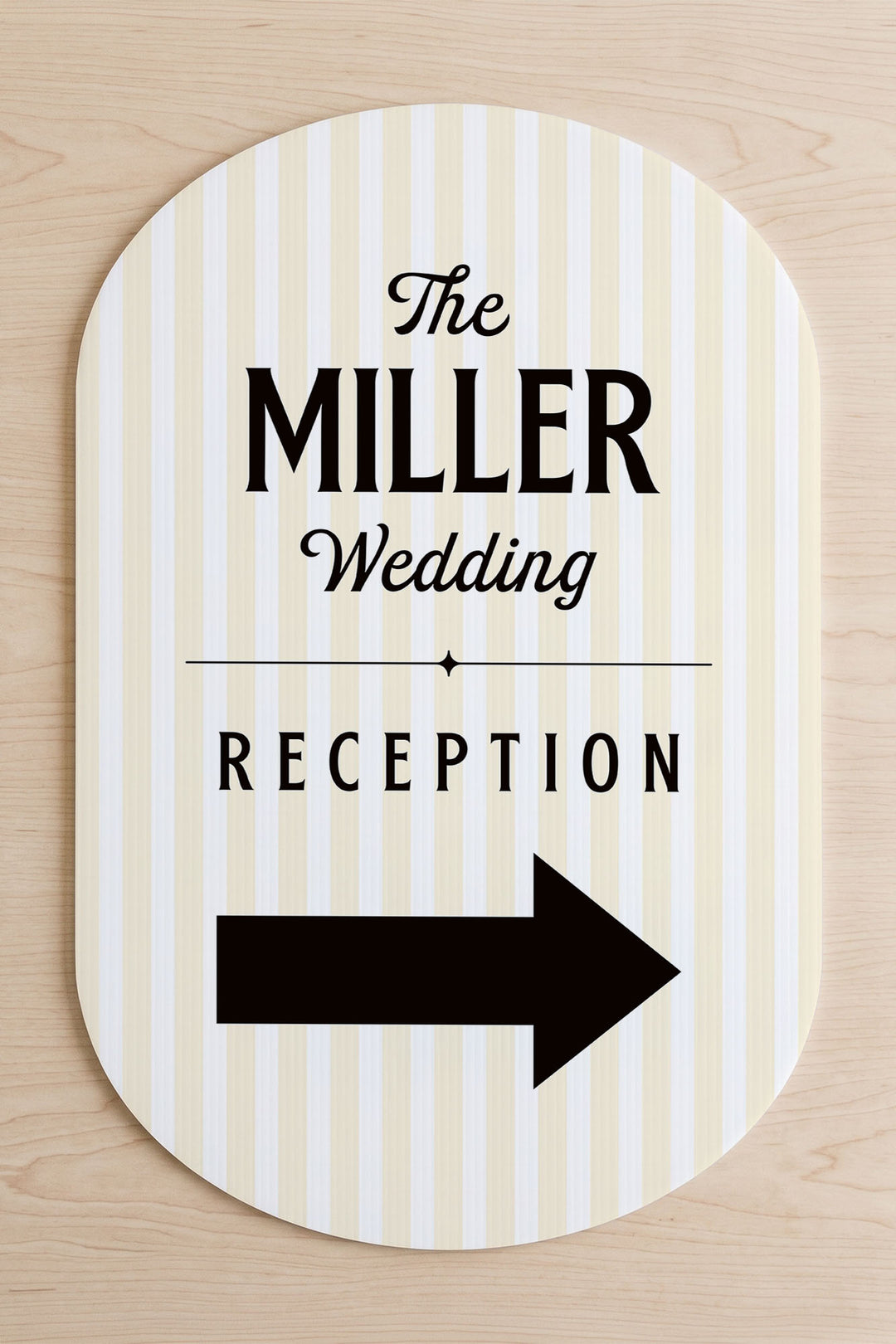The Cabana Directional striped wedding yard sign in Butter #Color_Butter
