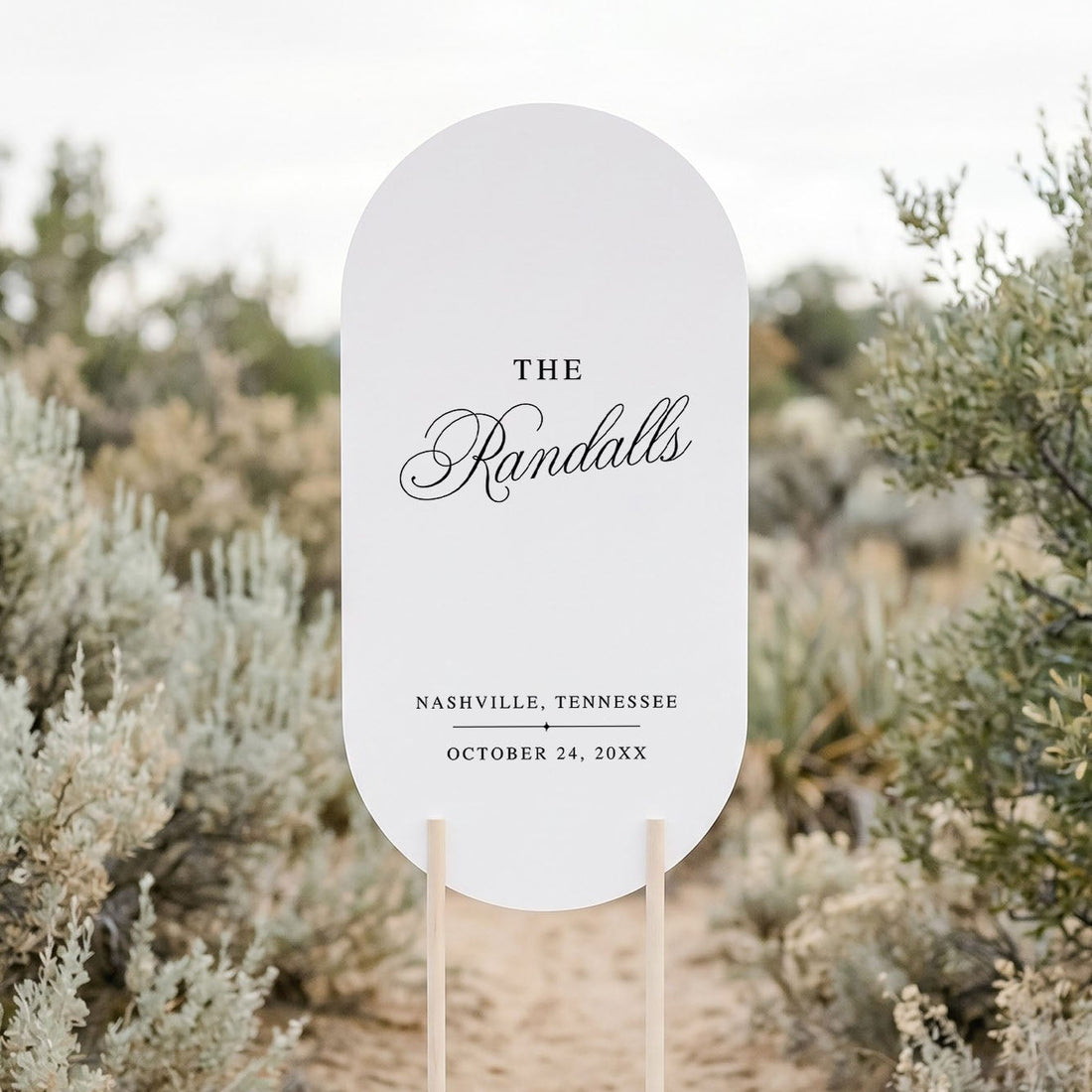 White oval wedding welcome sign #color_White