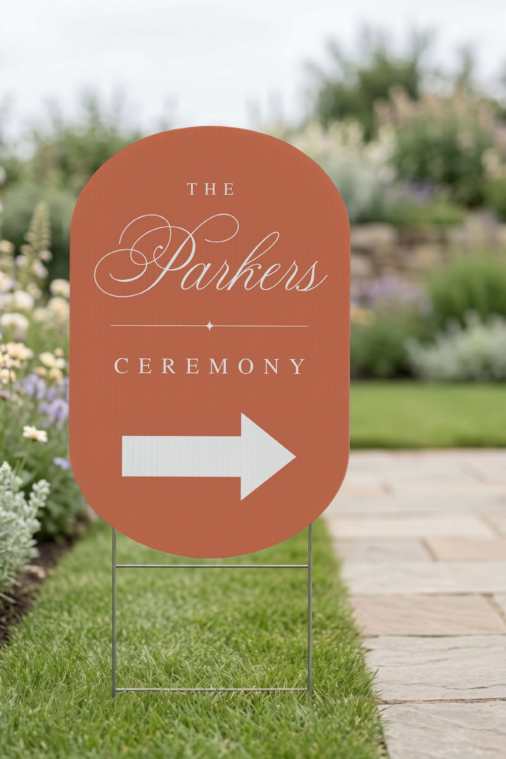 Tuscan Clay oval wedding directional sign #color_Tuscan Clay