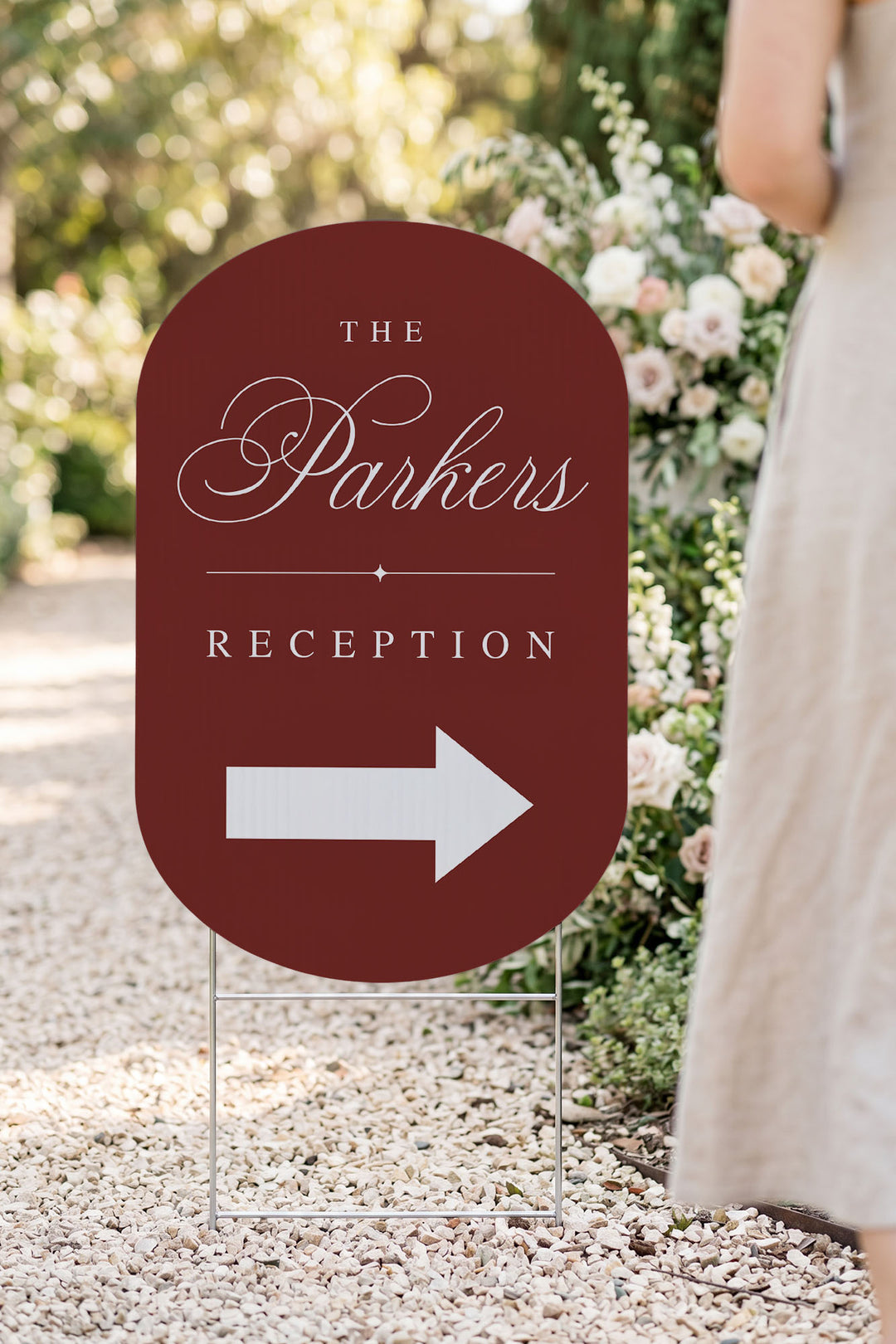 Tuscan Rose oval wedding directional sign #color_Tuscan Rose